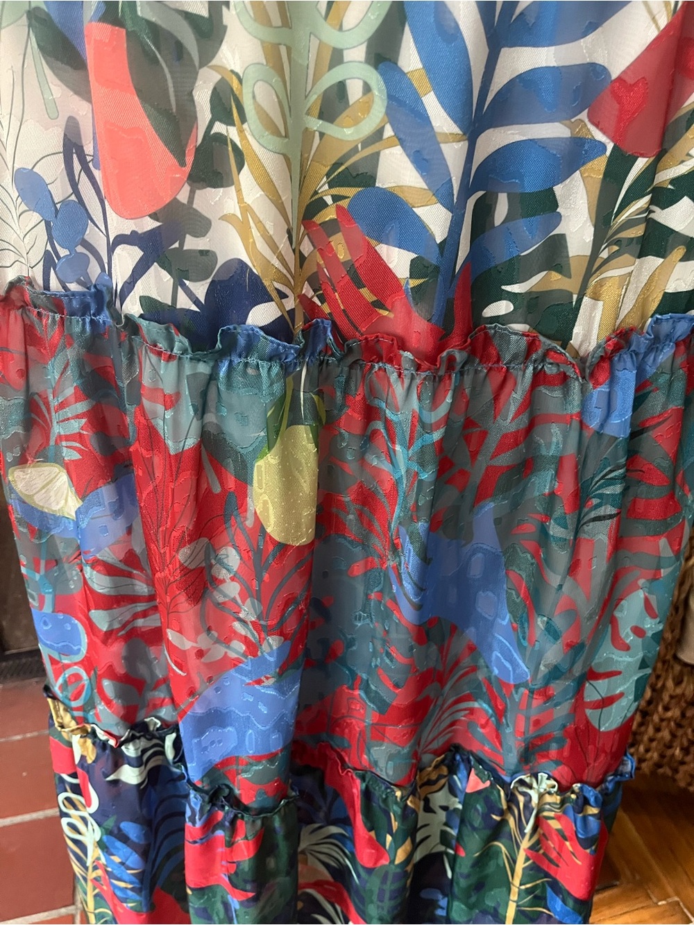 Anthropologie Hutch Boho Tropical Floral Tiered Maxi Skirt | Size 3X - Picture 3 of 11